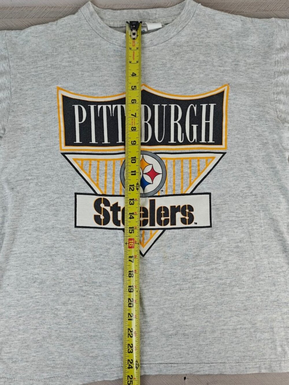 Vintage NFL Pittsburgh Steelers Graphic T-Shirt Women's Medium Gray Shield Logo - Picture 8 of 12